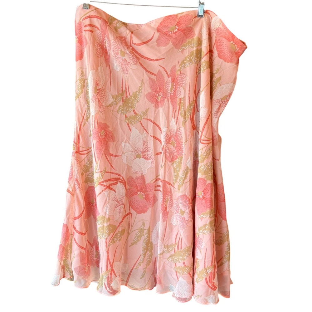 Pendleton Plus Size Silk Floral Skirt Peach Flowy Size 24W New With Tag
